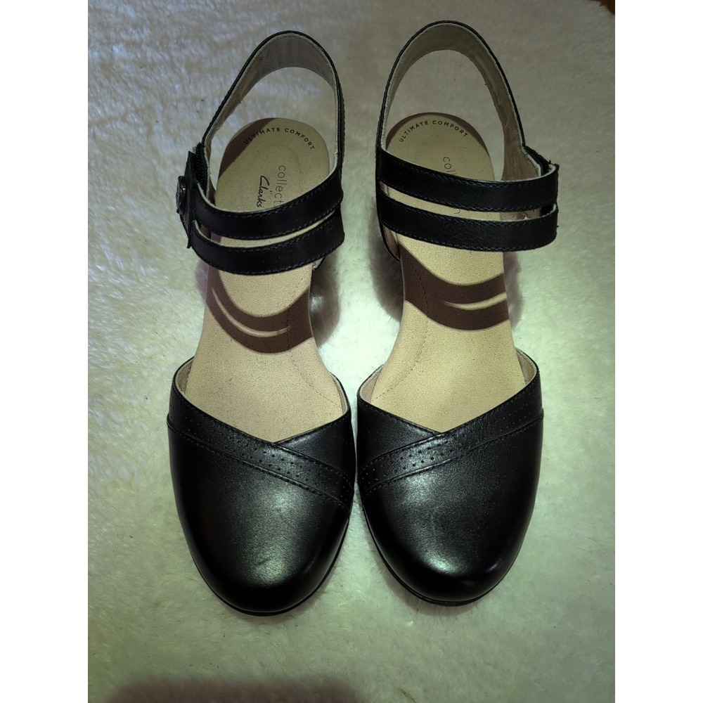 Sz 9.5M Clarks Collection Emily 2 Ketra Ankle Strap Heels Womens Black - Picture 2 of 6